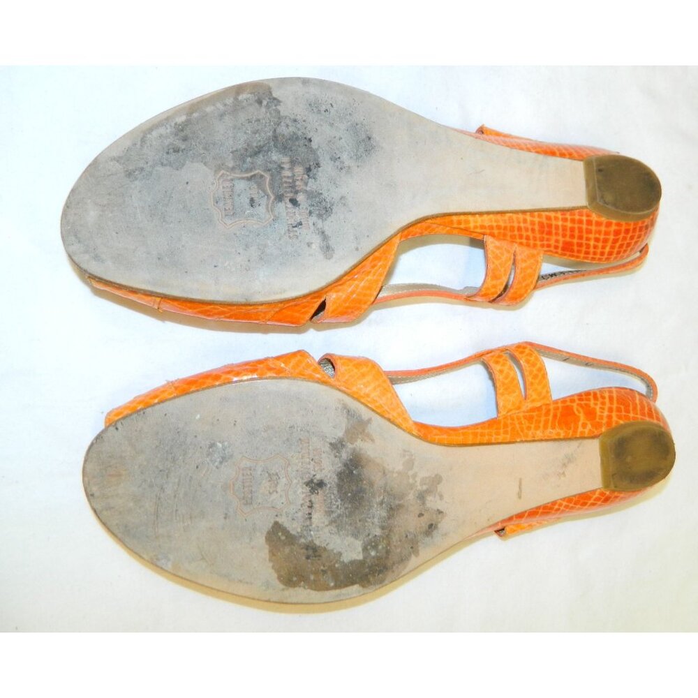 Stuart Weitzman Womens Leather Slingback Sandals In Orange & Green Size 7, 7.5 - Picture 7 of 15